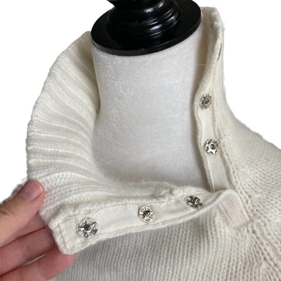 SARAH SPENCER Neutral Angora Lambswool Blend Fuzzy Knit Sweater US M - Picture 4 of 7